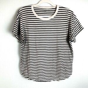 Madewell 100% Cotton Black/White Striped Crewneck Tee, Size XL